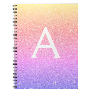 Rainbow Glitter Sparkle Monogram Notitieboek