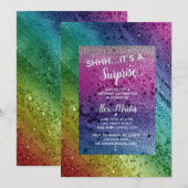 Rainbow Glitter Sparkle Paars Surprise Birthday Kaart (Voorkant / Achterkant)
