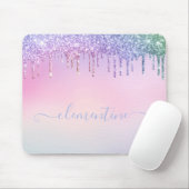 Rainbow glitter sparkle script modern girly muismat (Met muis)