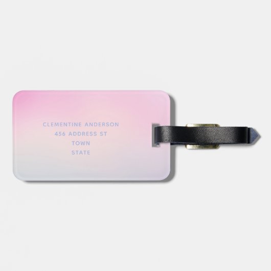 Rainbow glitter sparkle script modern girly script bagagelabel (Achterkant horizontaal)