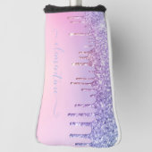 Rainbow glitter sparkle script modern girly script golfheadcover (Draai 90)