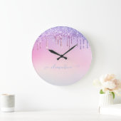 Rainbow glitter sparkle script modern girly script grote klok (Huis)