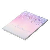 Rainbow glitter sparkle script modern girly script notitieblok (Linkerzijde)