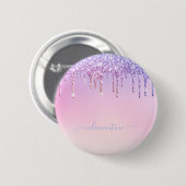 Rainbow glitter sparkle script modern girly script ronde button 5,7 cm (Voorkant /achterkant)