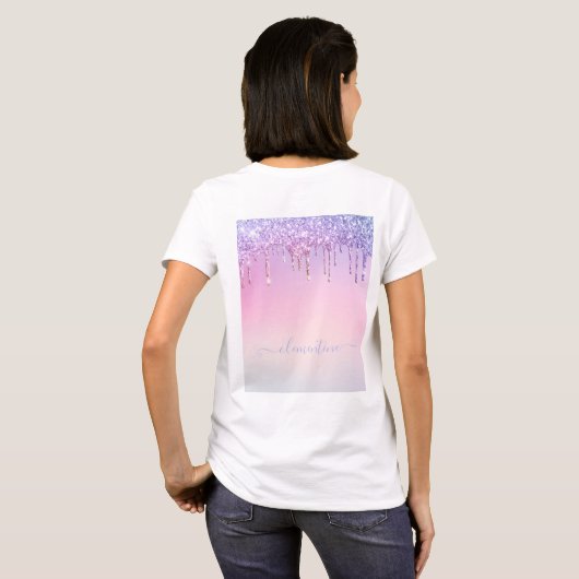 Rainbow glitter sparkle script modern girly script t-shirt (Achterkant volledig)