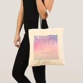 Rainbow glitter sparkle script modern girly script tote bag (Voorkant (product))