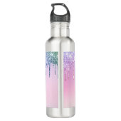 Rainbow glitter sparkle script modern girly script waterfles (Achterkant)