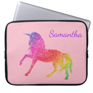 Rainbow  Glitter Sparkle Unicorn Girl's Laptop Sleeve