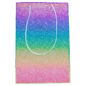 Rainbow Glitter Sparkle  Verjaardagsfeestje Glam Medium Cadeauzakje (Voorkant)