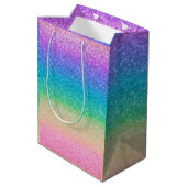 Rainbow Glitter Sparkle  Verjaardagsfeestje Glam Medium Cadeauzakje (Achterkant Gekanteld)
