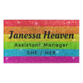 Rainbow Glitter Sparkly Chalkboard Name Profession Naambadge (Voorkant)