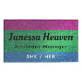Rainbow Glitter Sparkly Polysexual Naam Beroep Naambadge (Voorkant)