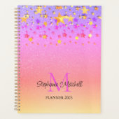 Rainbow Glitter Stars Monogram Name Planner (Voorkant)
