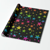 Rainbow Glitter Stars Weddenschap kerstdag Cadeaupapier (Uitgerold)