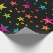 Rainbow Glitter Stars Weddenschap kerstdag Cadeaupapier (Hoek)
