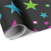 Rainbow Glitter Stars Weddenschap kerstdag Cadeaupapier (Rol Hoek)