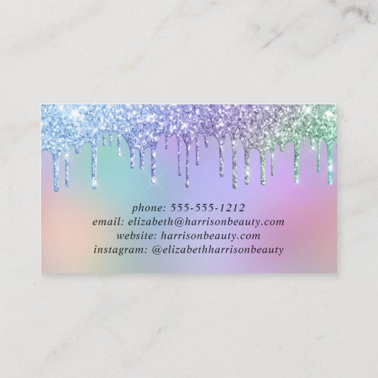 Rainbow Glitter steekt schoonheid af Visitekaartje (Achterkant)