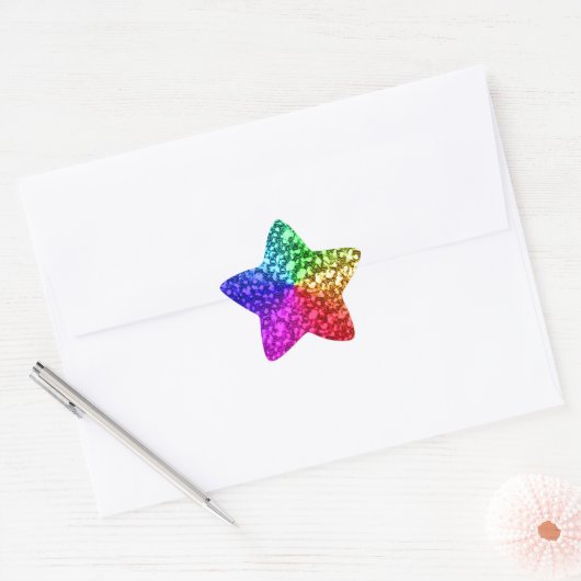 RAINBOW GLITTER STER STICKER (Envelop)