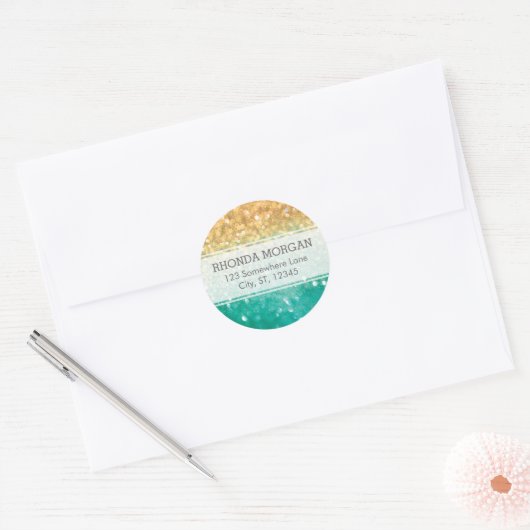 Rainbow Glitter Stickers - Blauwgroen, Goud (Envelop)