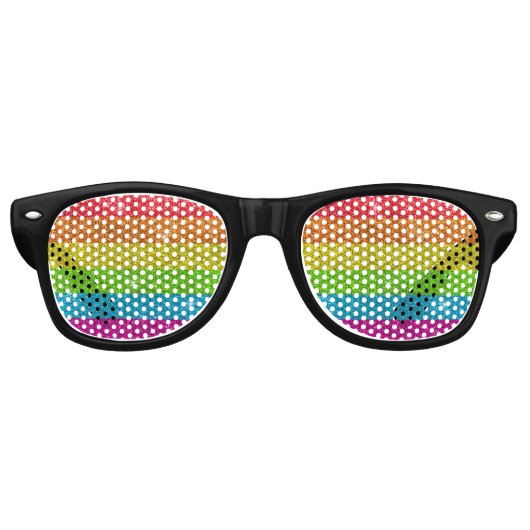 Rainbow Glitter Stripes Gay Pride LGBTQ Verjaardag Retro Zonnebril (Voorkant)