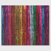 Rainbow Glitter Tinsel Strands PartyWrapping Paper Cadeaupapier (Vlak)