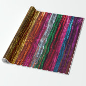 Rainbow Glitter Tinsel Strands PartyWrapping Paper Cadeaupapier (Uitgerold)