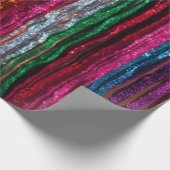Rainbow Glitter Tinsel Strands PartyWrapping Paper Cadeaupapier (Hoek)