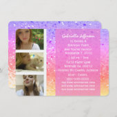 Rainbow Glitter: uitnodiging voor een fotofeestje (Voorkant / Achterkant)