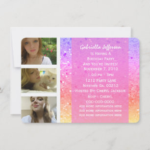 Rainbow Glitter: uitnodiging voor een fotofeestje
