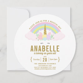 Rainbow Glitter Unicorn Birthday Party Invitation Kaart