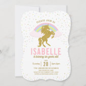 Rainbow Glitter Unicorn Birthday Party Invitation Kaart (Voorkant)