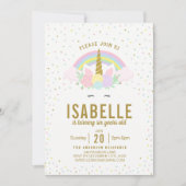 Rainbow Glitter Unicorn Birthday Party Invitation Kaart (Voorkant)