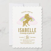 Rainbow Glitter Unicorn Birthday Party Invitation Kaart (Voorkant)