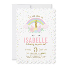 Rainbow Glitter Unicorn Birthday Party Invitation