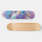 Rainbow Glitter Unicorn Fantasy Pastel Cloudy Sky Persoonlijk Skateboard (Horizontaal)