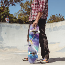 Rainbow Glitter Unicorn Fantasy Pastel Cloudy Sky Persoonlijk Skateboard