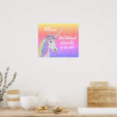 Rainbow Glitter Unicorn Girls, gepersonaliseerd Poster (Keuken)
