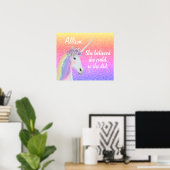 Rainbow Glitter Unicorn Girls, gepersonaliseerd Poster (Thuiskantoor)