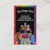 Rainbow Glitter Unicorn Professional Social Media Visitekaartje (Achterkant)
