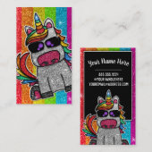Rainbow Glitter Unicorn Professional Social Media Visitekaartje (Voorkant / Achterkant)