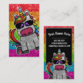Rainbow Glitter Unicorn Professional Social Media Visitekaartje (Voorkant / Achterkant)