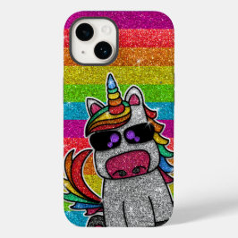 Rainbow Glitter Unicorn Sparkly Gold Sparkles LGBT Case-Mate iPhone 14 Hoesje