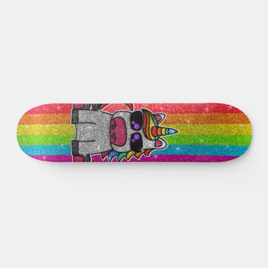 Rainbow Glitter Unicorn Sparkly Gold Sparkles Sk8r Persoonlijk Skateboard (Horizontaal)