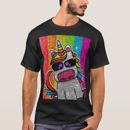 Rainbow Glitter Unicorn Sparkly LGBT Sparkles Cute T-shirt (Voorkant)