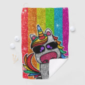 Rainbow Glitter Unicorn Sparkly LGBT+ Sparkles Golfhanddoek (Insitu)