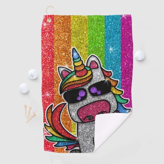Rainbow Glitter Unicorn Sparkly LGBT+ Sparkles Golfhanddoek (Insitu)