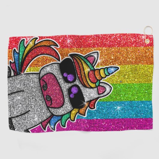 Rainbow Glitter Unicorn Sparkly LGBT+ Sparkles Golfhanddoek (Horizontaal)