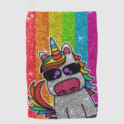 Rainbow Glitter Unicorn Sparkly LGBT+ Sparkles Golfhanddoek (Voorkant)