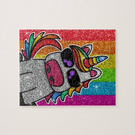 Rainbow Glitter Unicorn Sparkly LGBT+ Sparkles Legpuzzel (Horizontaal)