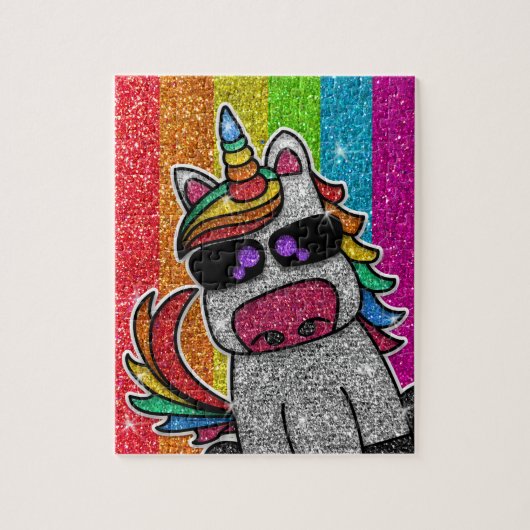 Rainbow Glitter Unicorn Sparkly LGBT+ Sparkles Legpuzzel (Verticaal)